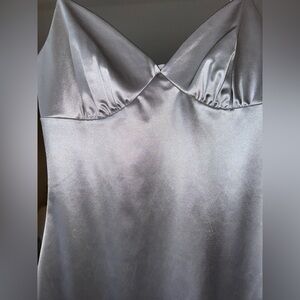 gaze Silver Satin Slip Dress